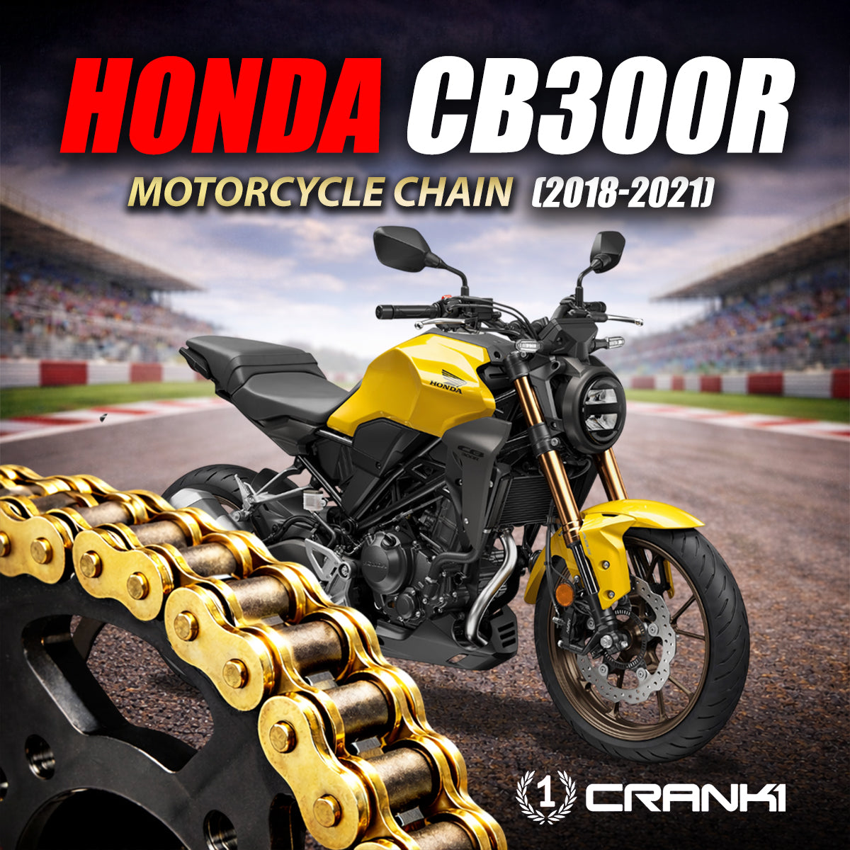 Chain For Honda CB 300R (2018-2021) - 520 Pitch x 112 Links Gold (ZVMX)