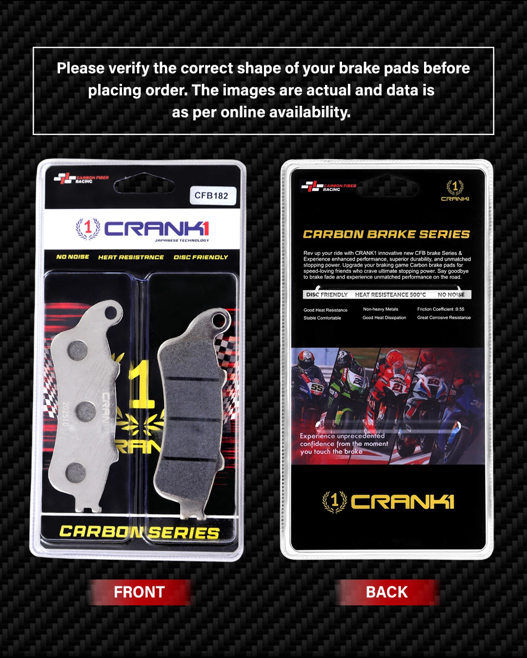 Carbon Brake Pads For Kawasaki Vulcan S (2015 Onwards) - Front - CFB182