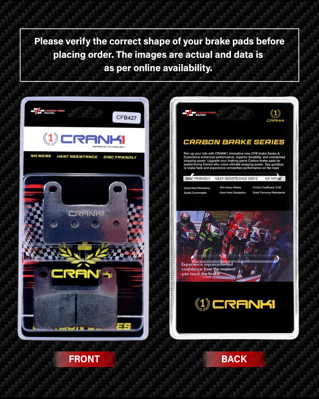 Carbon Brake Pads For BMW S 1000 R (2021-2022) - Front - CFB427 - 2 Sets