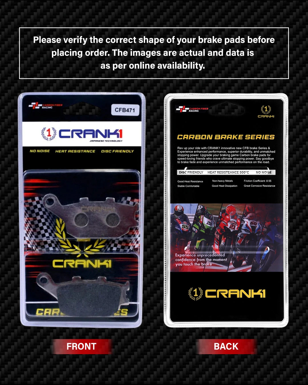 Carbon Brake Pads For Kawasaki Ninja 650 (2017 Onwards) - Rear - CFB471