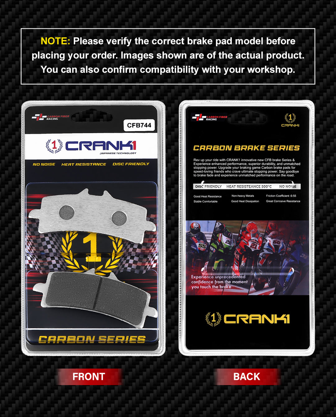 Carbon Brake Pads For Triumph Tiger 850 Sport (2020) - Front - CFB744 - 2 Sets