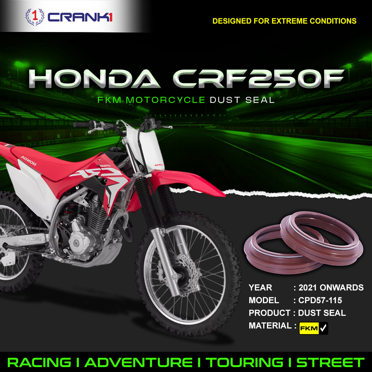 Fork Dust Seals Pair For Honda CRF250F (2021 Onwards) - CPD57-115