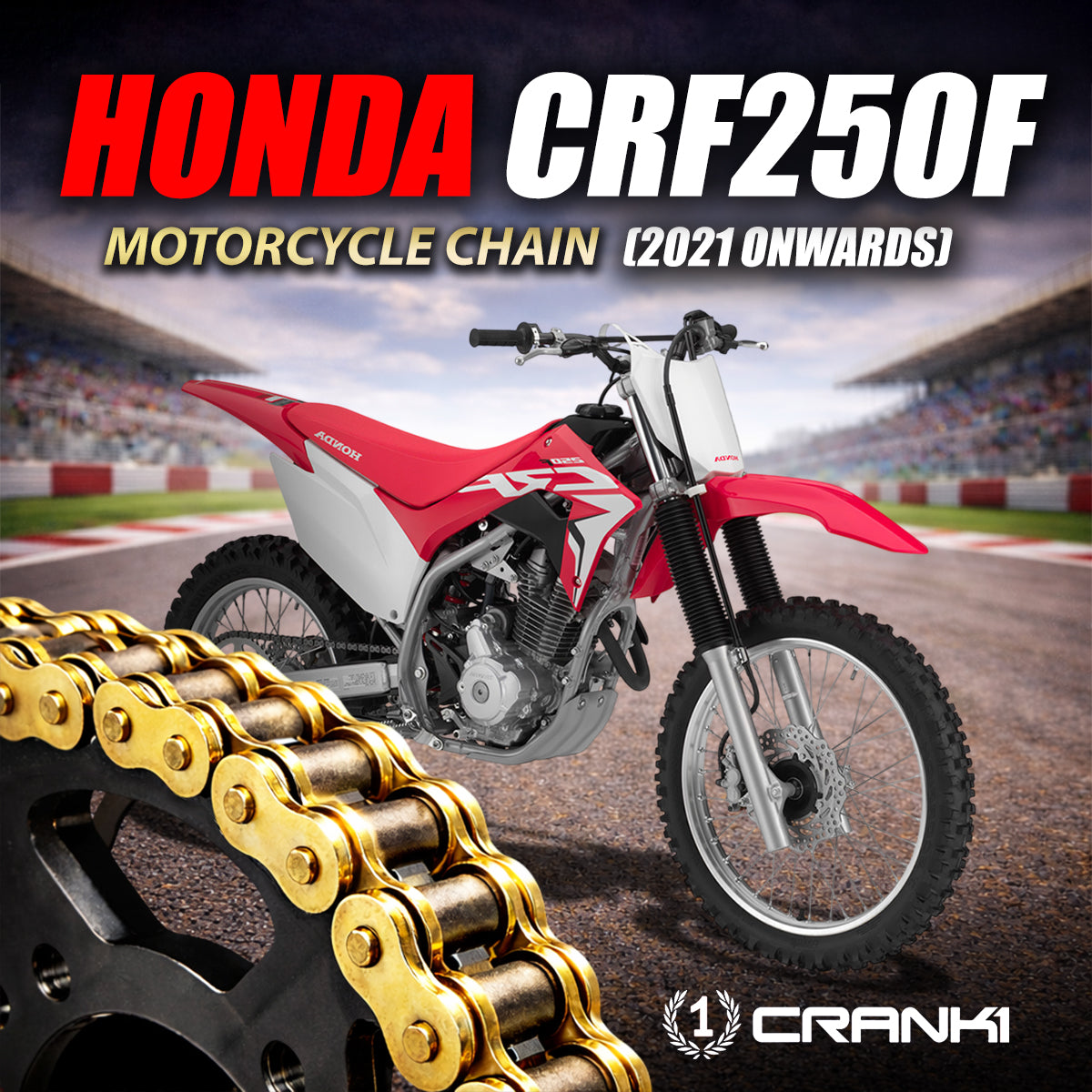 Chain For Honda CRF250F (2021 Onwards) - 520 Pitch x 120 Links Gold (ZVMX)