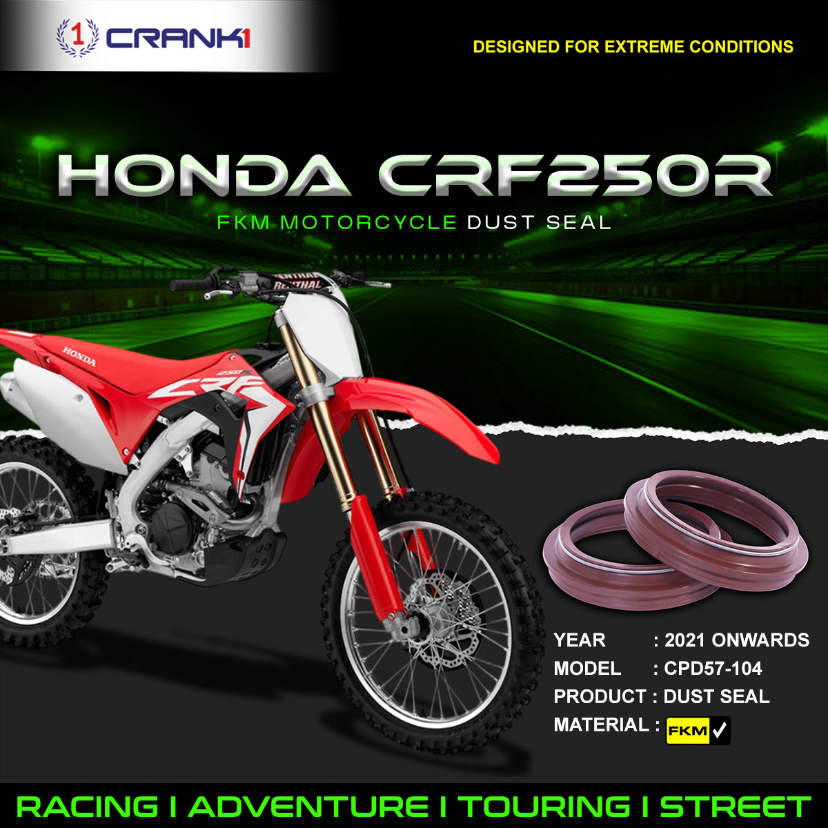 Fork Dust Seals Pair For Honda CRF250R (2021 Onwards) - CPD57-104