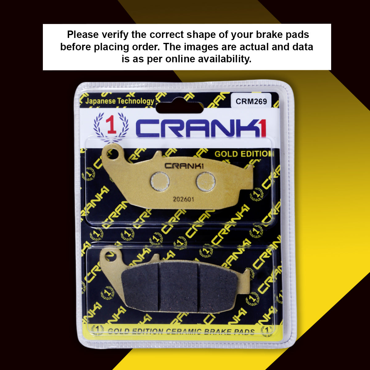 Ceramic Brake Pads For TVS Apache RTR 200 4V - Rear - CRM269 - 1 Set