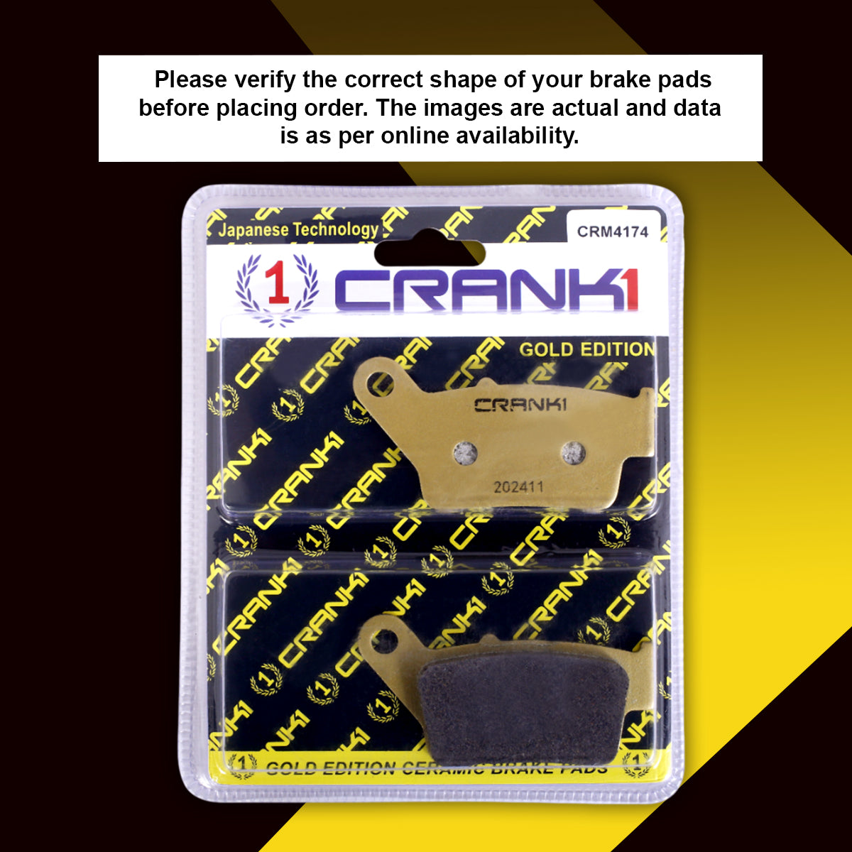 Ceramic Brake Pads For Bajaj Pulsar 220F (2023-2025) - Rear - CRM4174