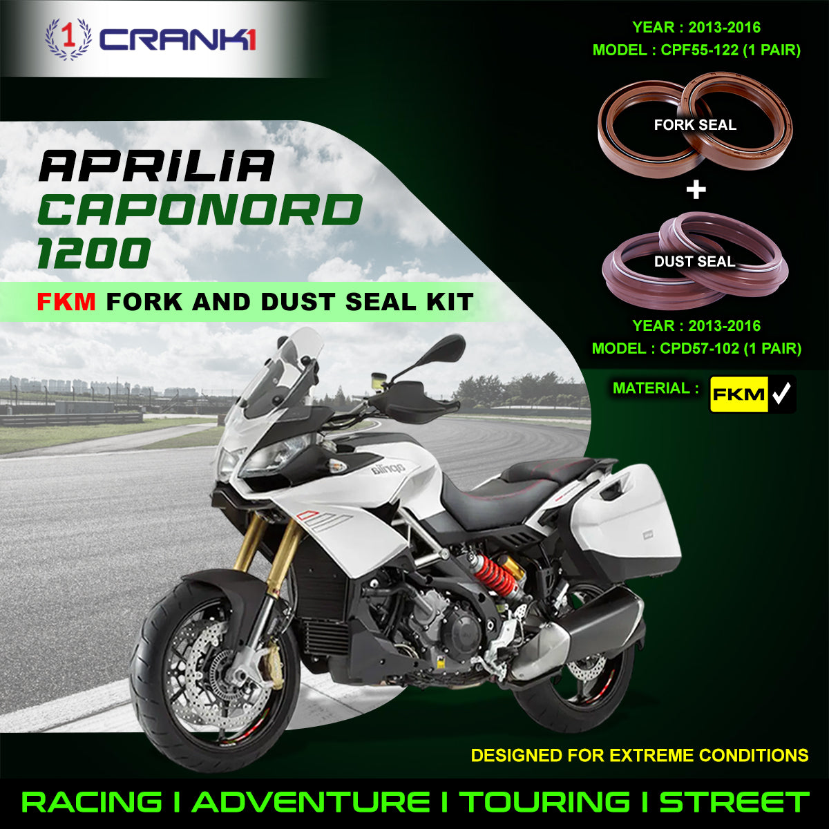 Fork And Dust Seals Kit For Aprilia Caponord 1200 (2013-2016)