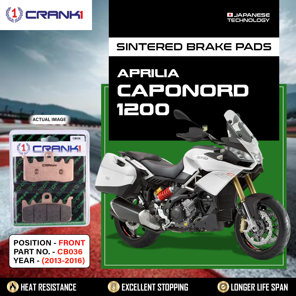 Sintered Brake Pads For Aprilia Caponord 1200 (2013-2016) - Front - CB036 - 2 Sets