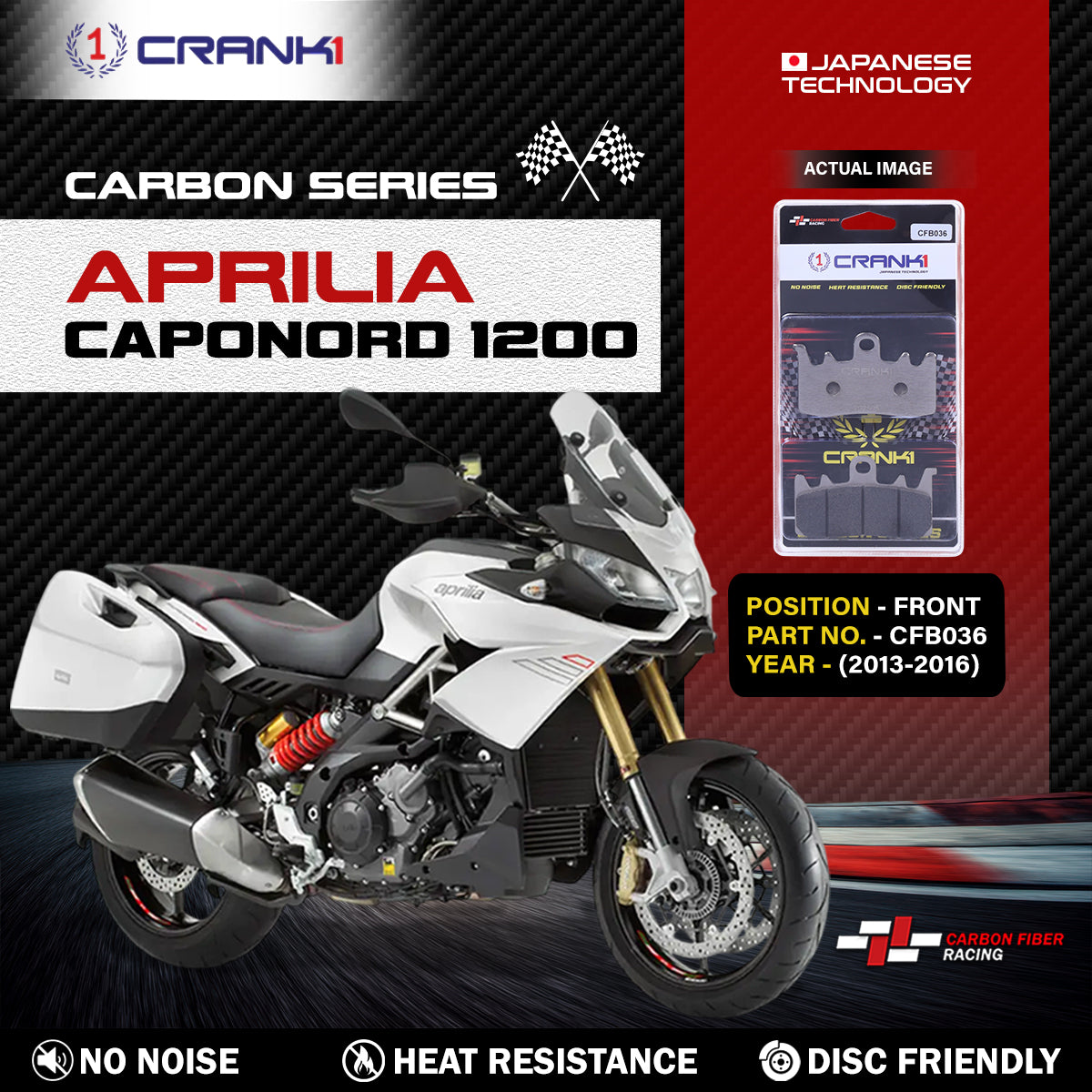 Carbon Brake Pads For Aprilia Caponord 1200 (2013-2016) - Front - CFB036 - 2 Sets