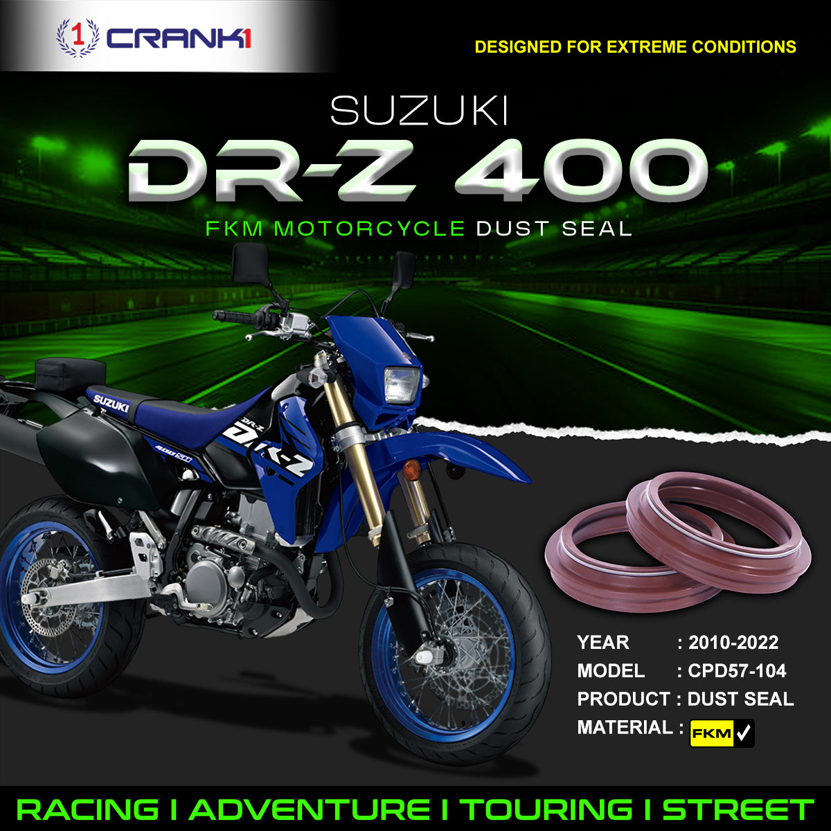 Fork Dust Seals Pair For Suzuki DR-Z 400 (2010-2022) - CPD57-104
