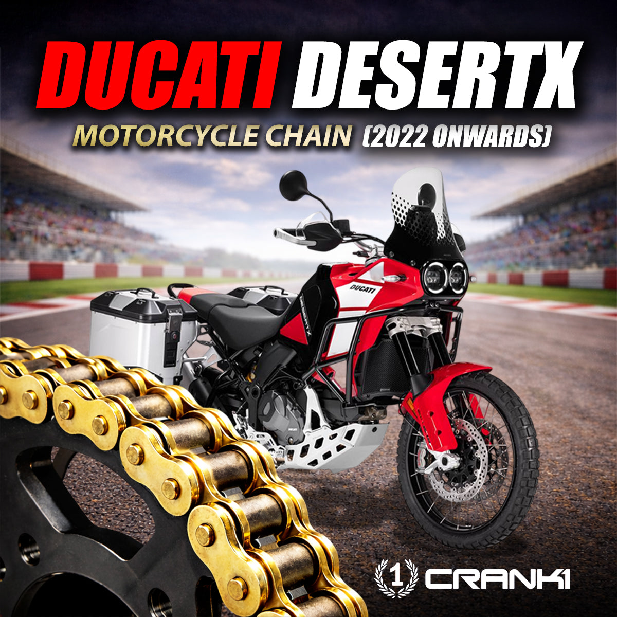 Chain For Ducati DesertX (2022 Onwards) - 525 Pitch x 114 Links Gold (ZVMX)