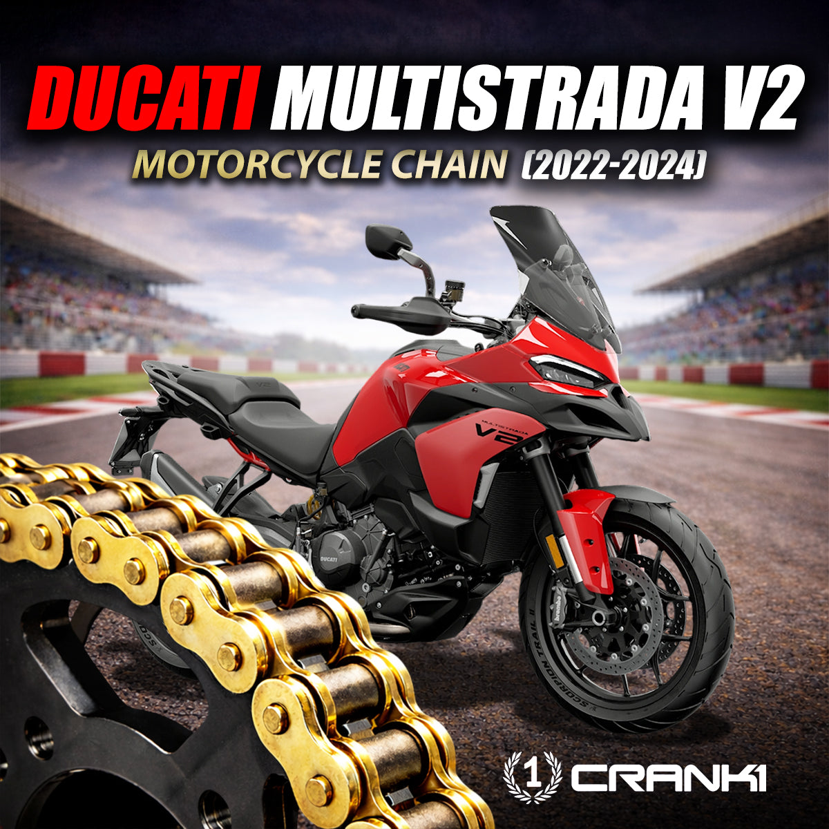 Chain For Ducati Multistrada V2 (2022-2024) - 525 Pitch x 114 Links Gold (ZVMX)