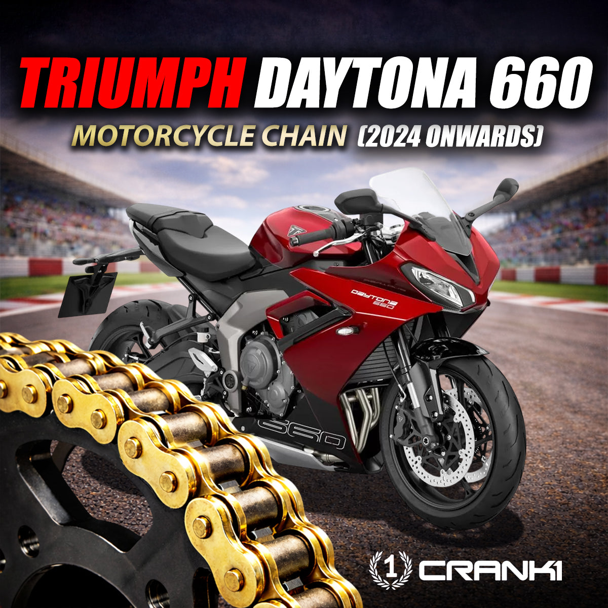 Chain For Triumph Daytona 660 (2024 Onwards) - 520 Pitch x 120 Links Gold (ZVMX)