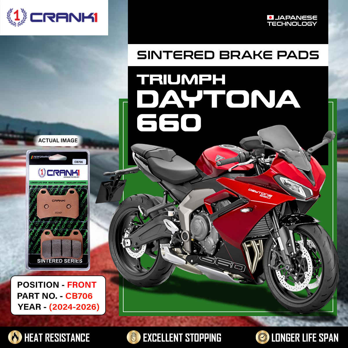 Sintered Brake Pads For Triumph Daytona 660 (2024-2026) - Front - CB706 - 2 Sets