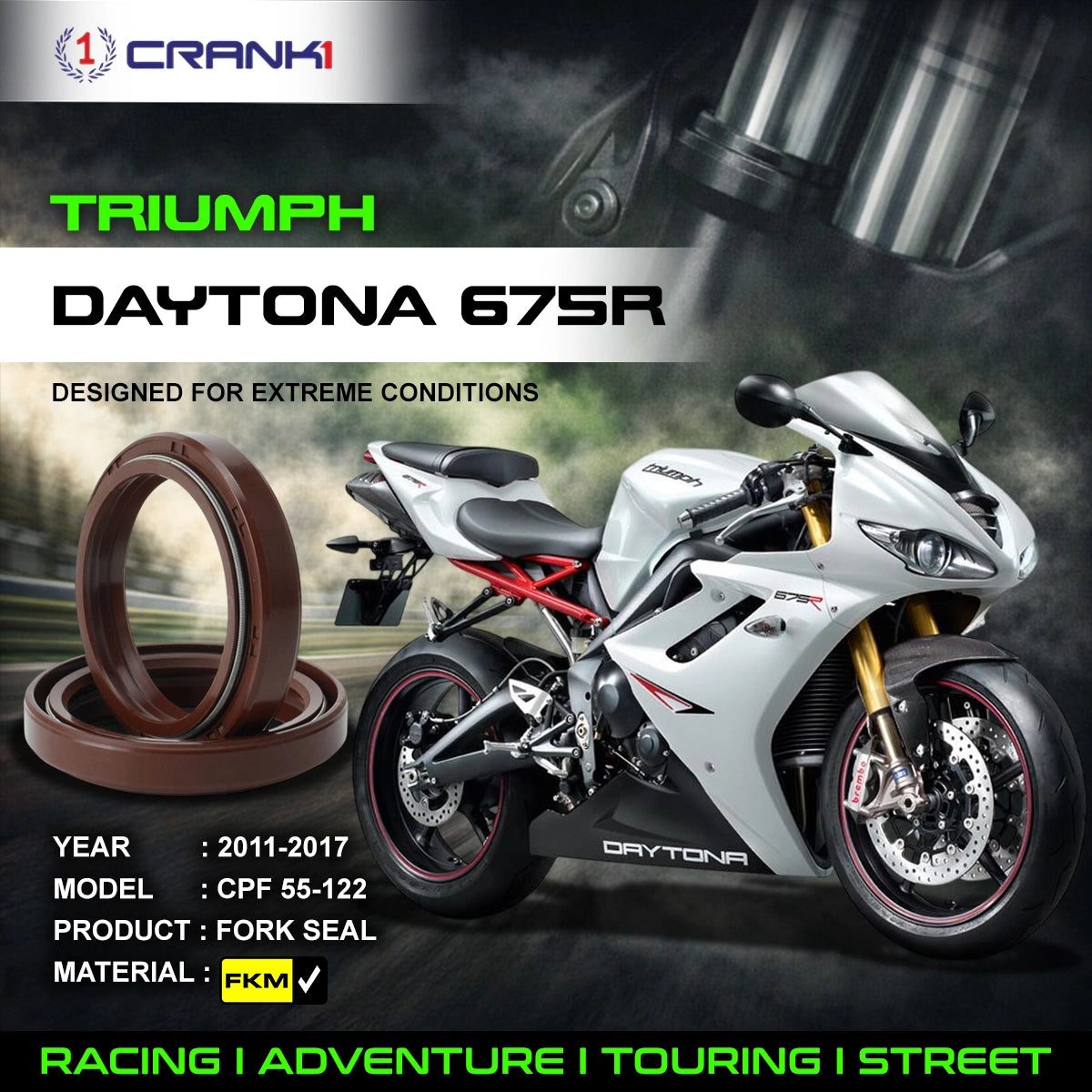 Fork Oil Seals Pair For Triumph Daytona 675R (2011-2017) - CPF55-122