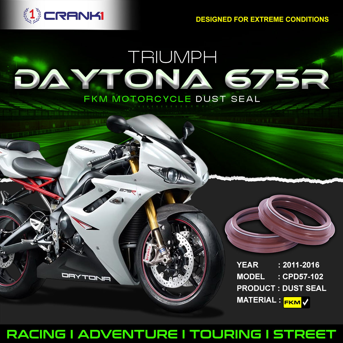 Fork Dust Seals Pair For Triumph Daytona 675R (2011-2016) - CPD57-102