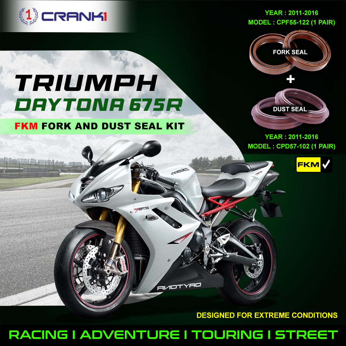 Fork And Dust Seals Kit For Triumph Daytona 675R (2011-2016)