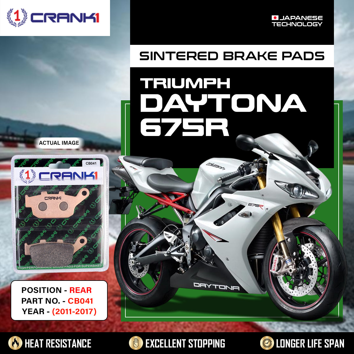 Sintered Brake Pads For Triumph Daytona 675R (2011-2017) - Rear - CB041