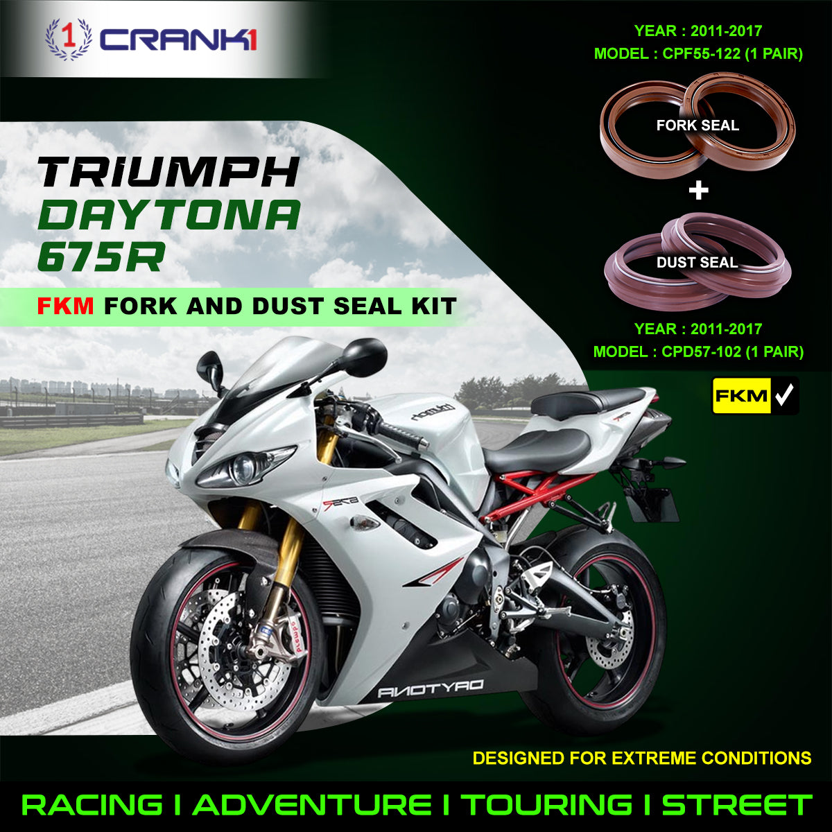 Fork And Dust Seals Kit For Triumph Daytona 675R (2011-2017)