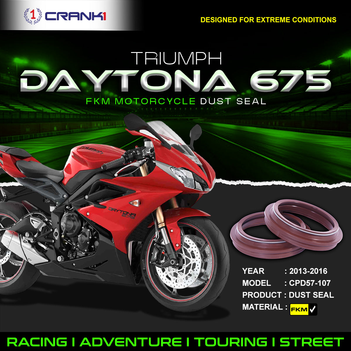 Fork Dust Seals Pair For Triumph Daytona 675 (2013-2016) - CPD57-107