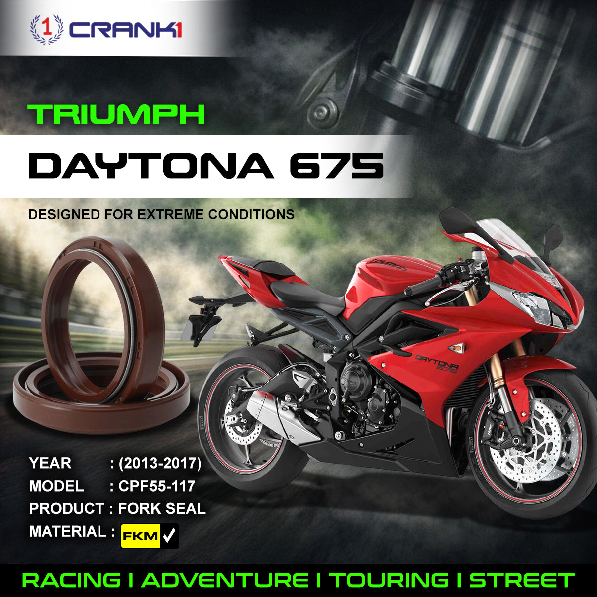 Fork Oil Seals Pair For Triumph Daytona 675 (2013-2017) - CPF55-117