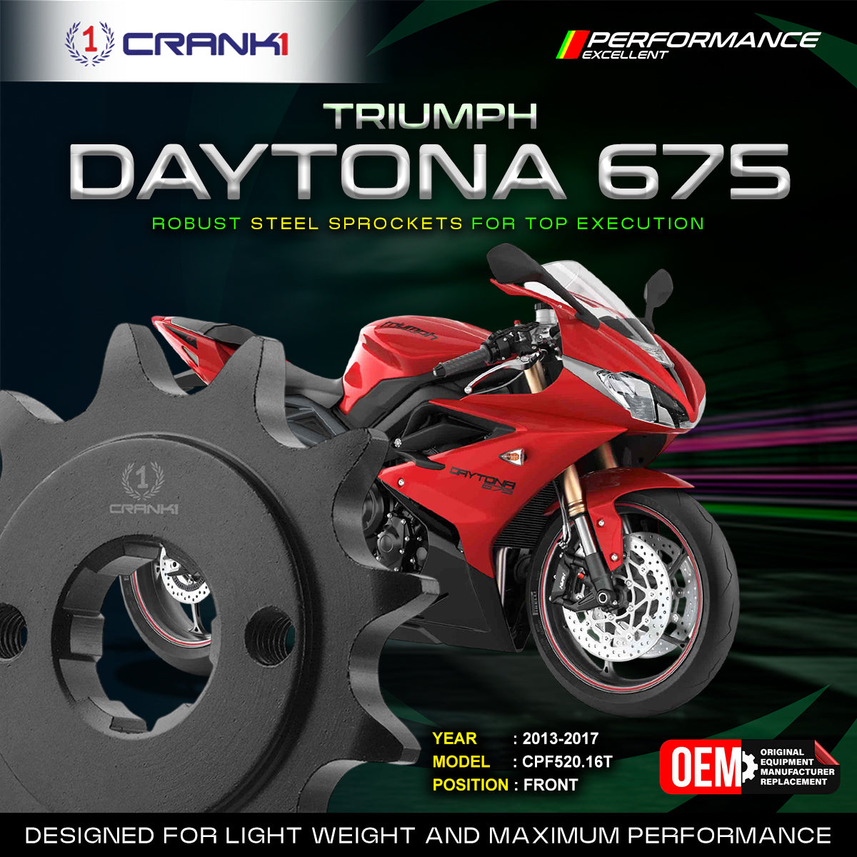 Sprocket For Triumph Daytona 675 (2013-2017) - Front - CPF520.16T
