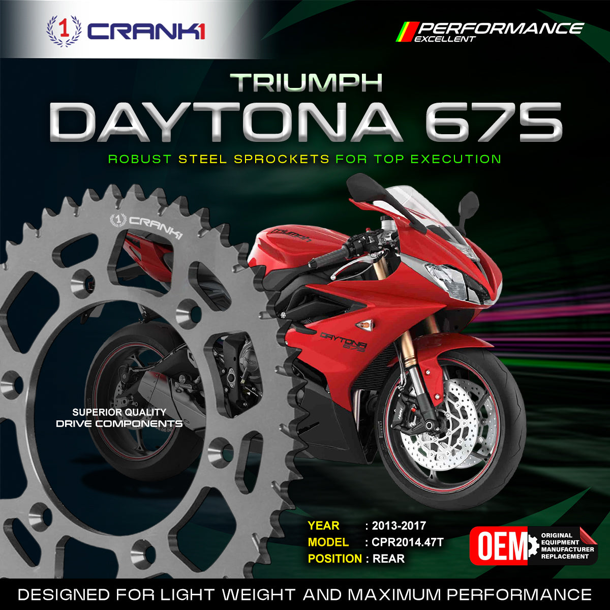 Sprocket For Triumph Daytona 675 (2013-2017) - Rear - CPR2014.47T