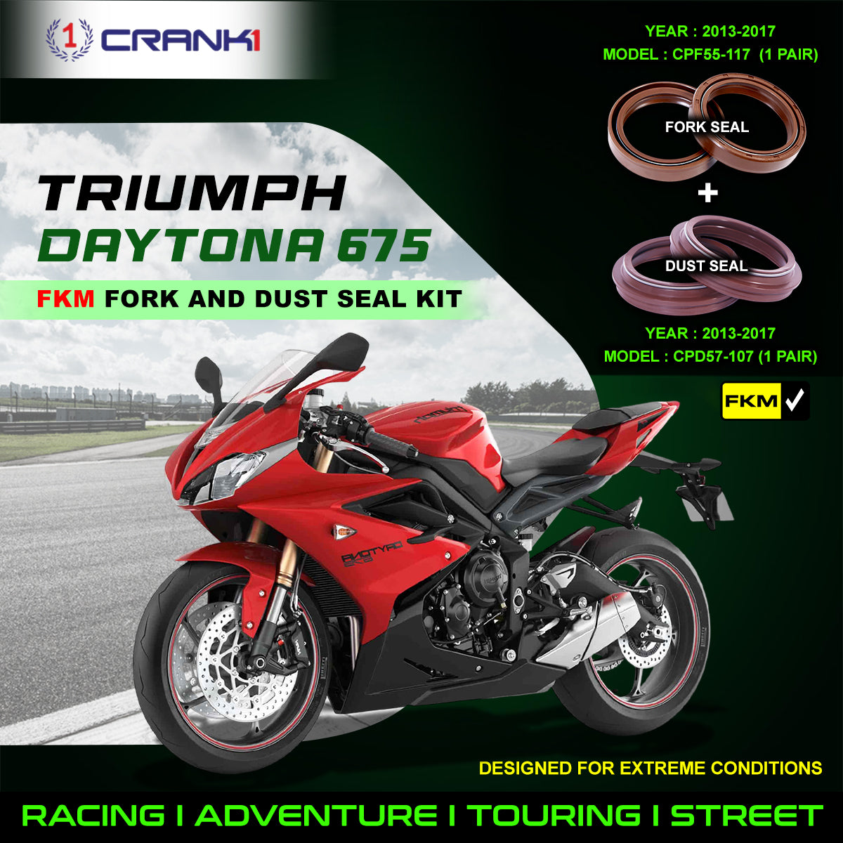 Fork And Dust Seals Kit For Triumph Daytona 675 (2013-2017)