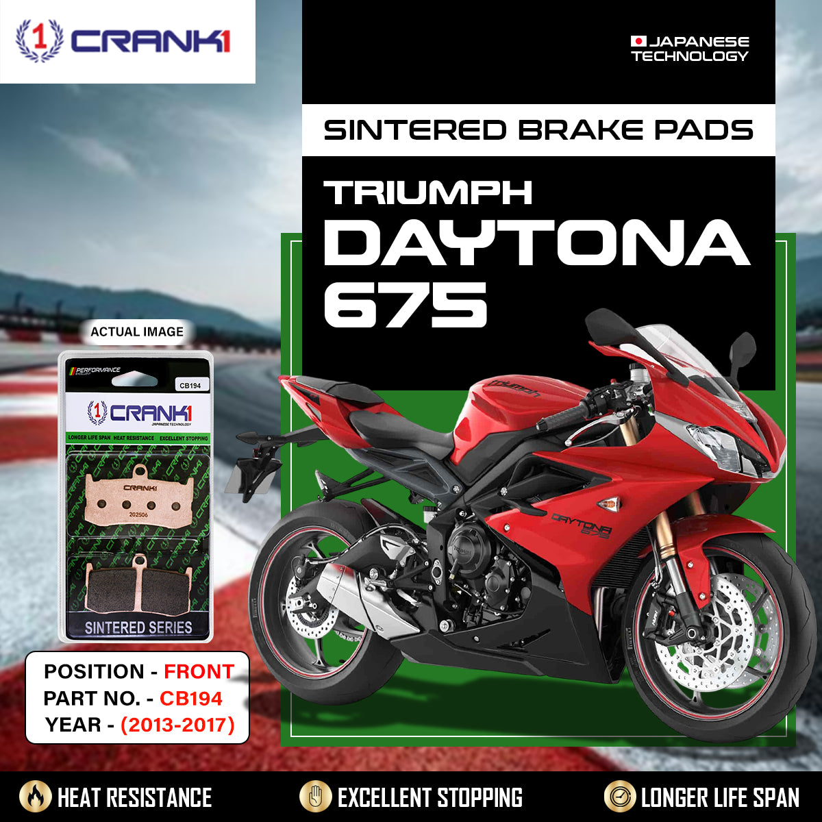 Sintered Brake Pads For Triumph Daytona 675 (2013-2017) - Front - CB194 - 2 Sets Required