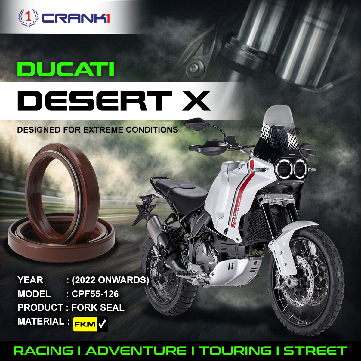Fork Oil Seals Pair For Ducati Desert X (2022 Onwards) - CPF55-126