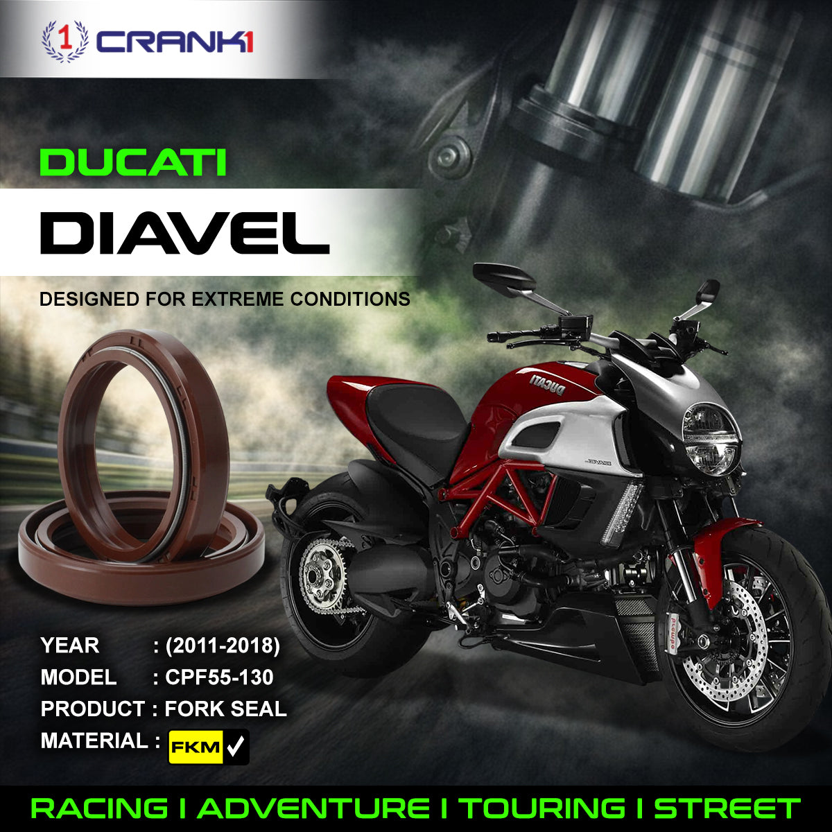 Fork Oil Seals Pair For Ducati Diavel (2011-2018) - CPF55-130