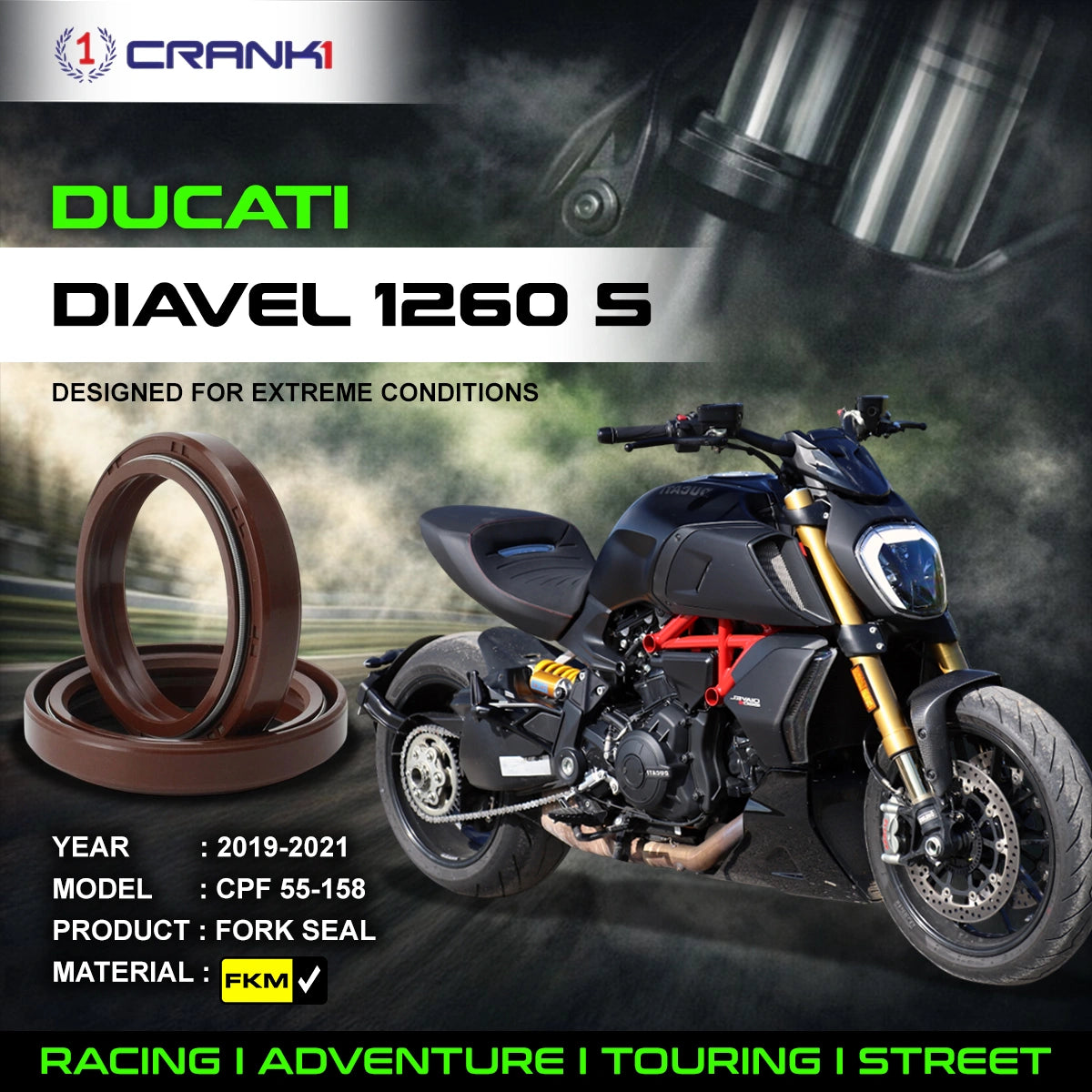 Fork Oil Seals Pair For Ducati Diavel 1260 S (2019-2021) - CPF55-158