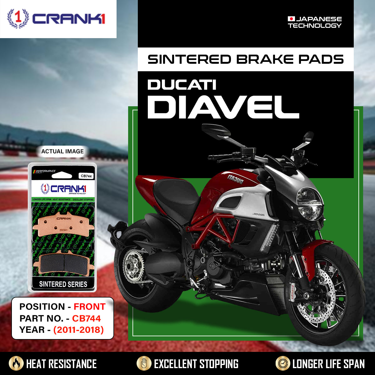 Sintered Brake Pads For Ducati Diavel (2011-2018) - Front - CB744 - 2 Sets