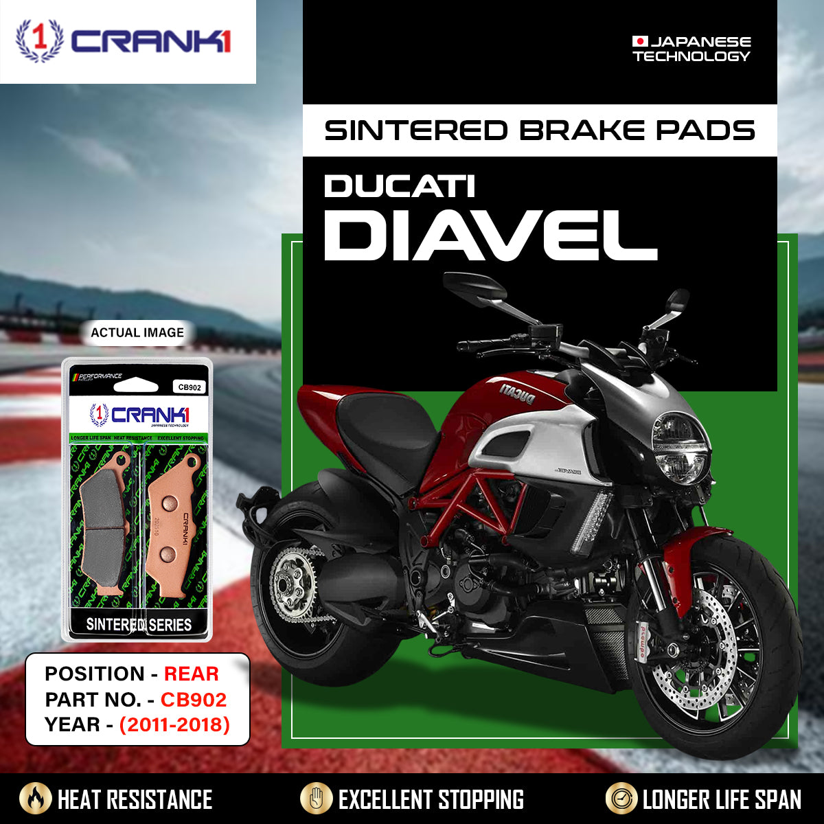 Sintered Brake Pads For Ducati Diavel (2011-2018) - Rear - CB902 - 1 Set