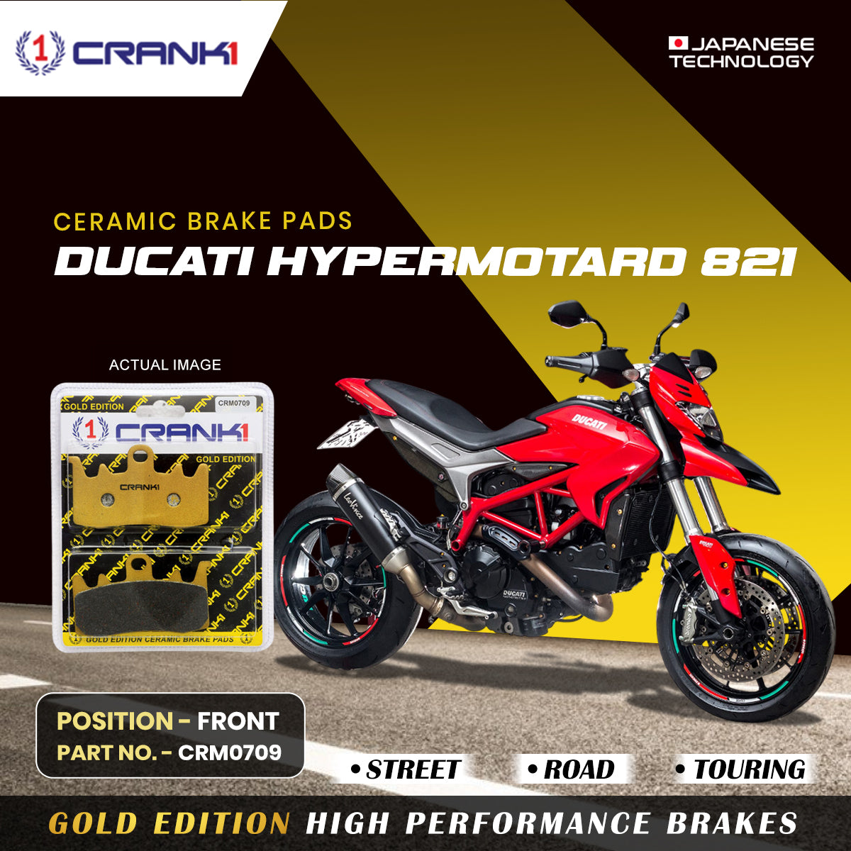 Ceramic Brake Pads For Ducati Hypermotard 821 - Front - CRM0709 - 2 Sets