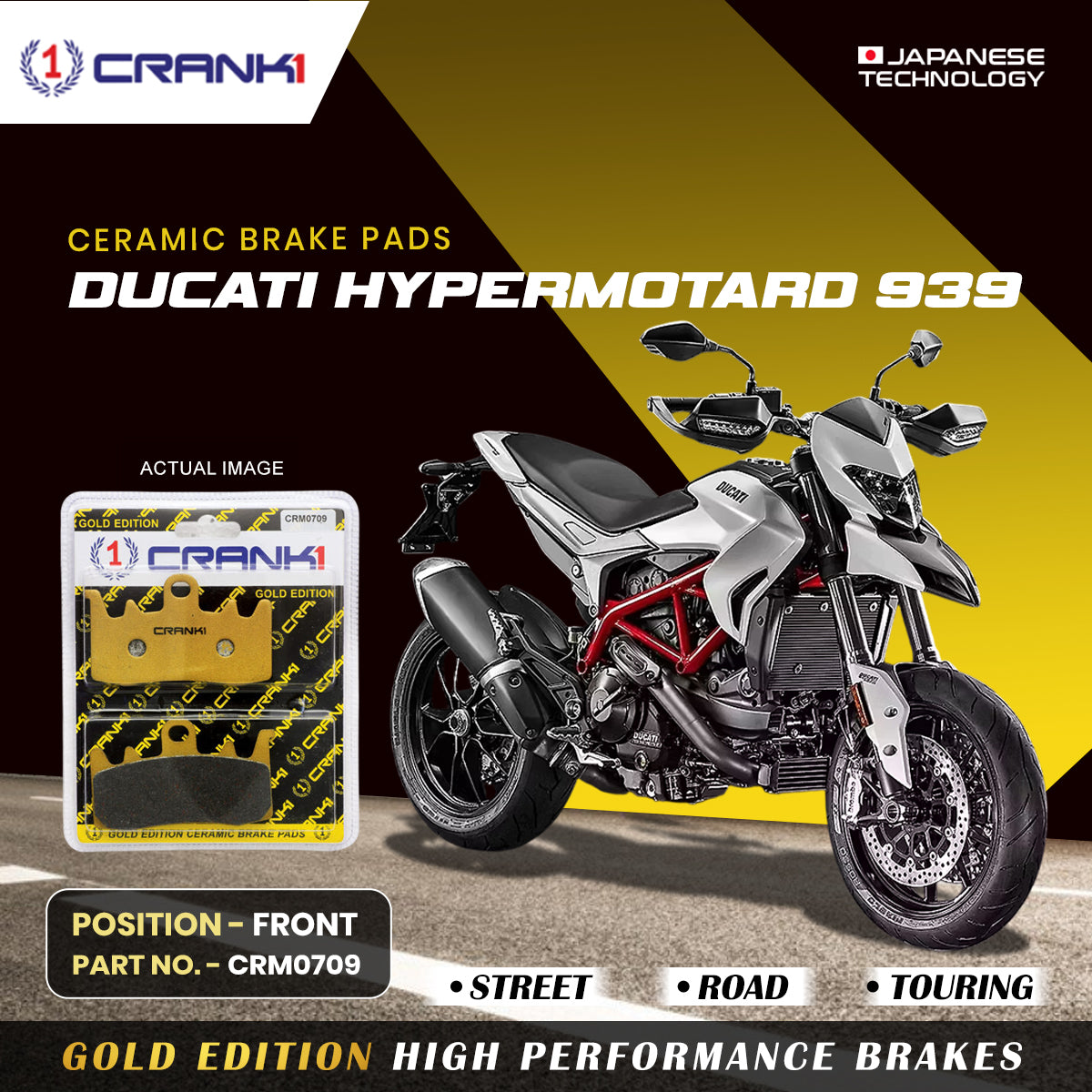 Ceramic Brake Pads For Ducati Hypermotard 939 - Front - CRM0709 - 2 Sets