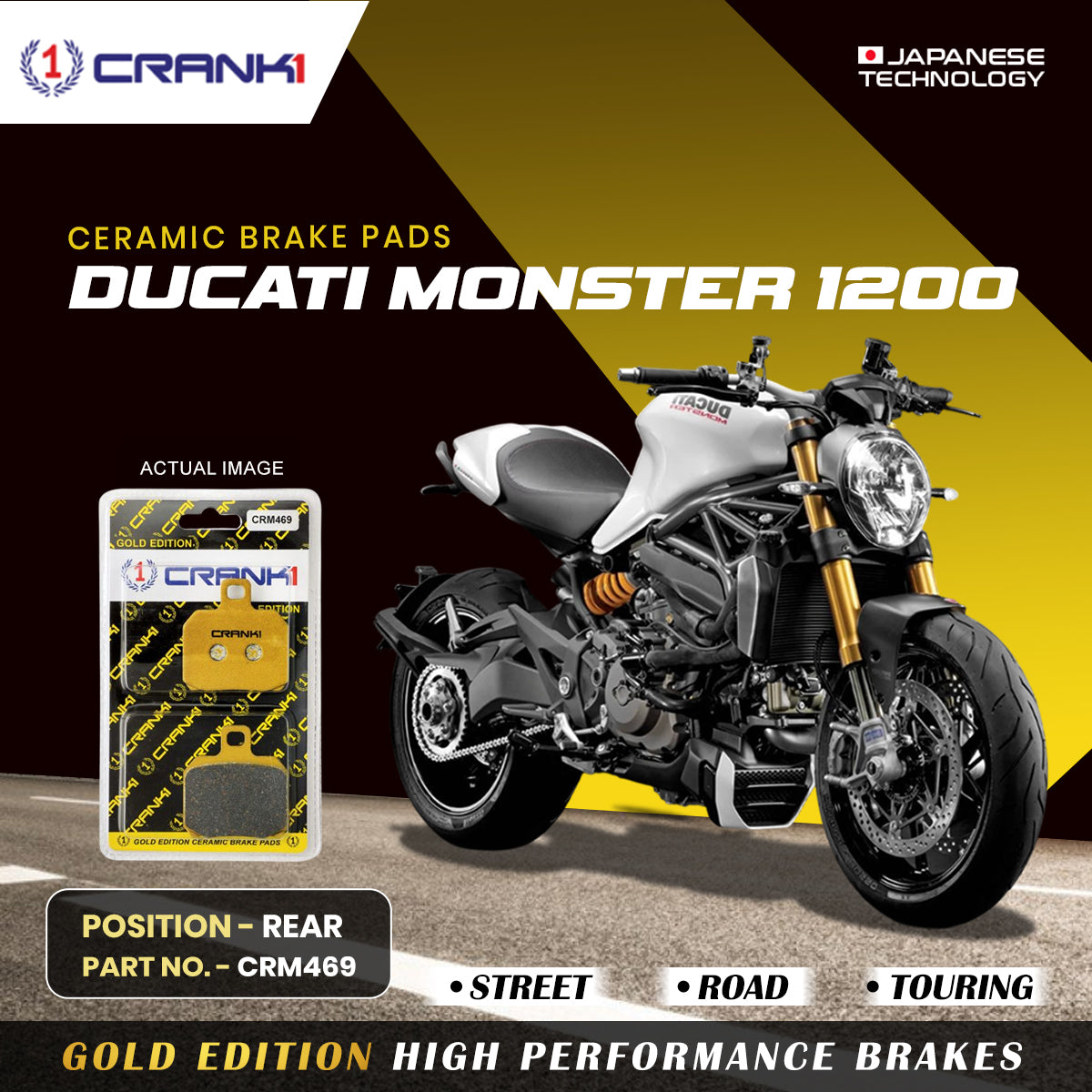 Ceramic Brake Pads For Ducati Monster 1200 - Rear - CRM469