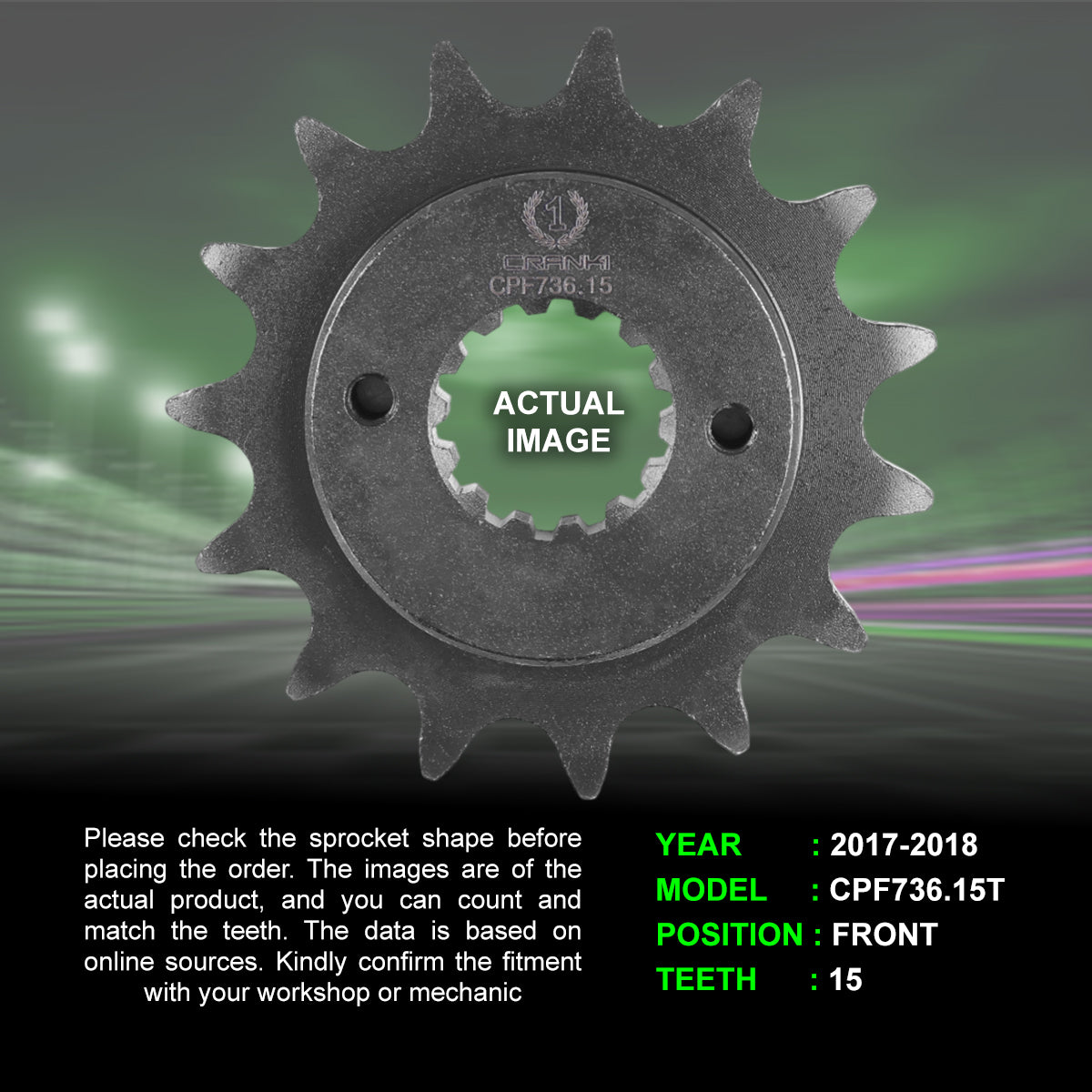 Sprocket For Ducati Monster 797 (2017-2018) - Front - CPF736.15T