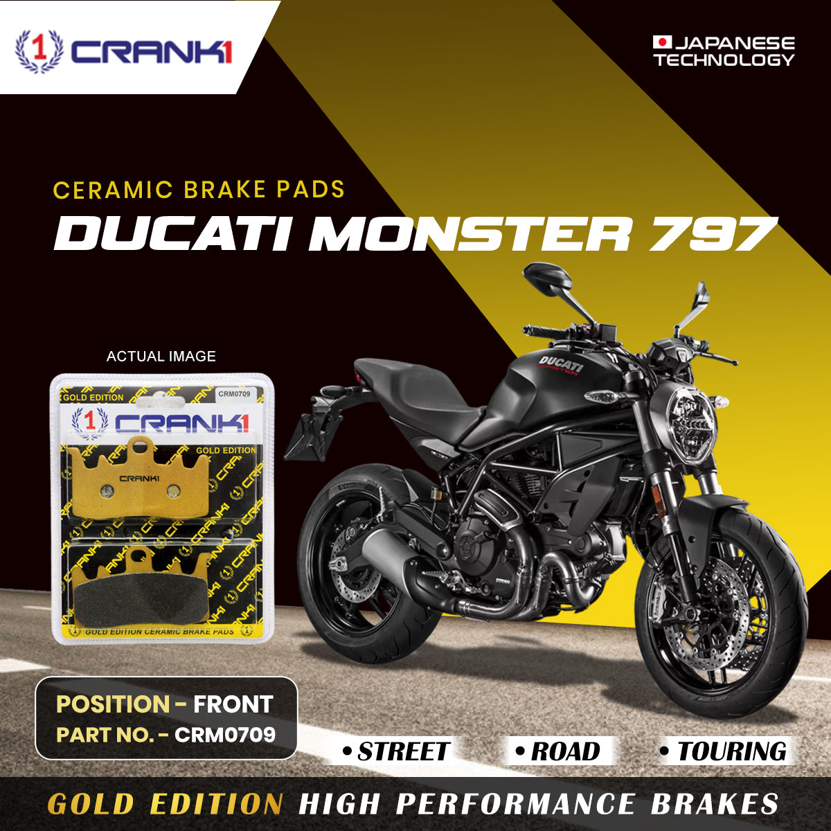 Ceramic Brake Pads For Ducati Monster 797 - Front - CRM0709 - 2 Sets