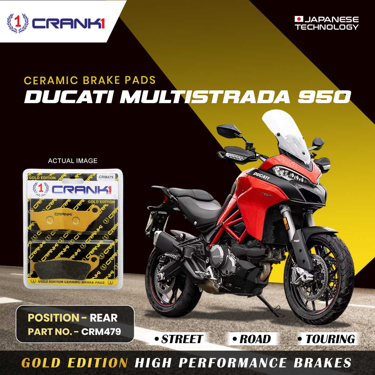 Ceramic Brake Pads For Ducati Multistrada 950 - Rear - CRM479