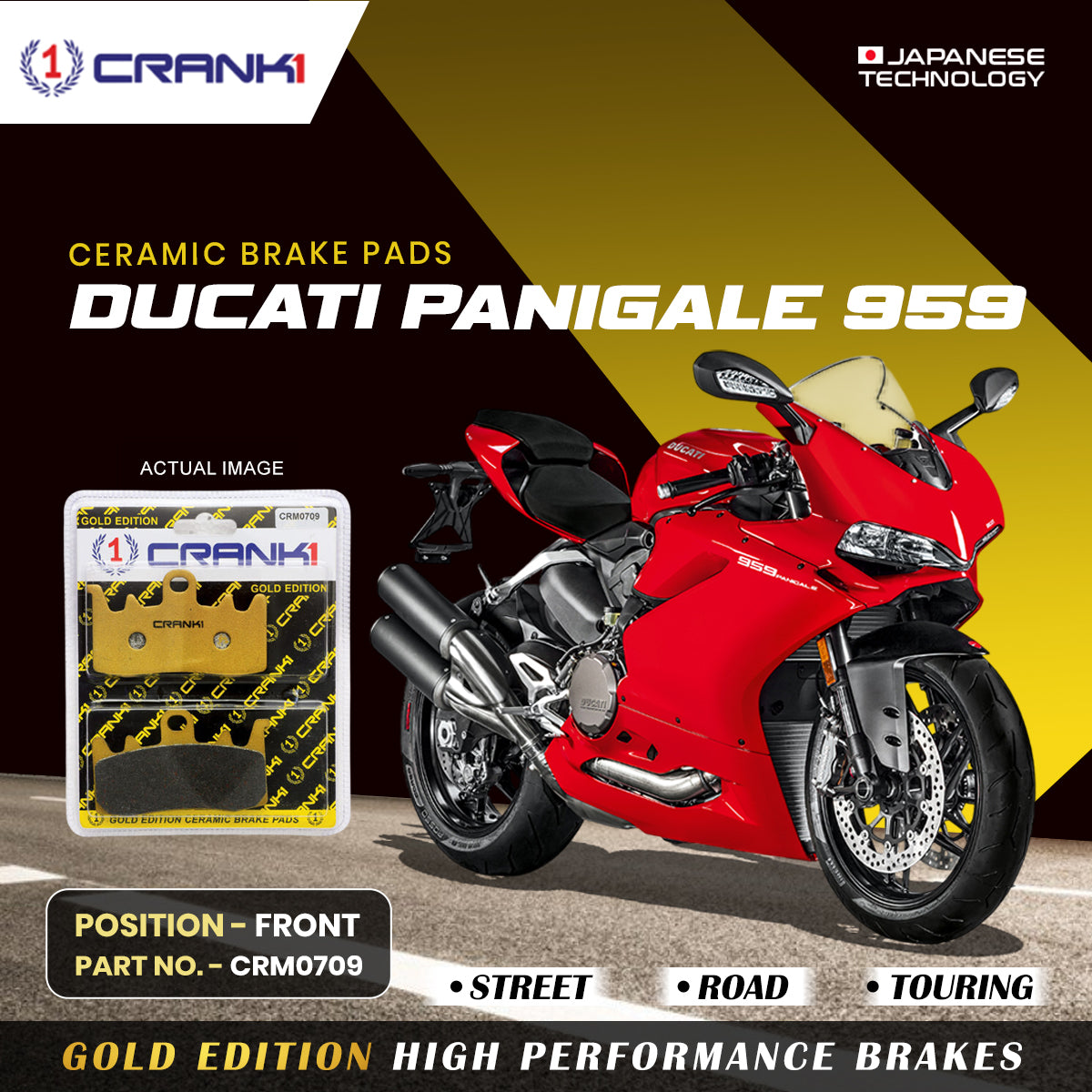 Ceramic Brake Pads For Ducati Panigale 959 - Front - CRM0709 - 2 Sets