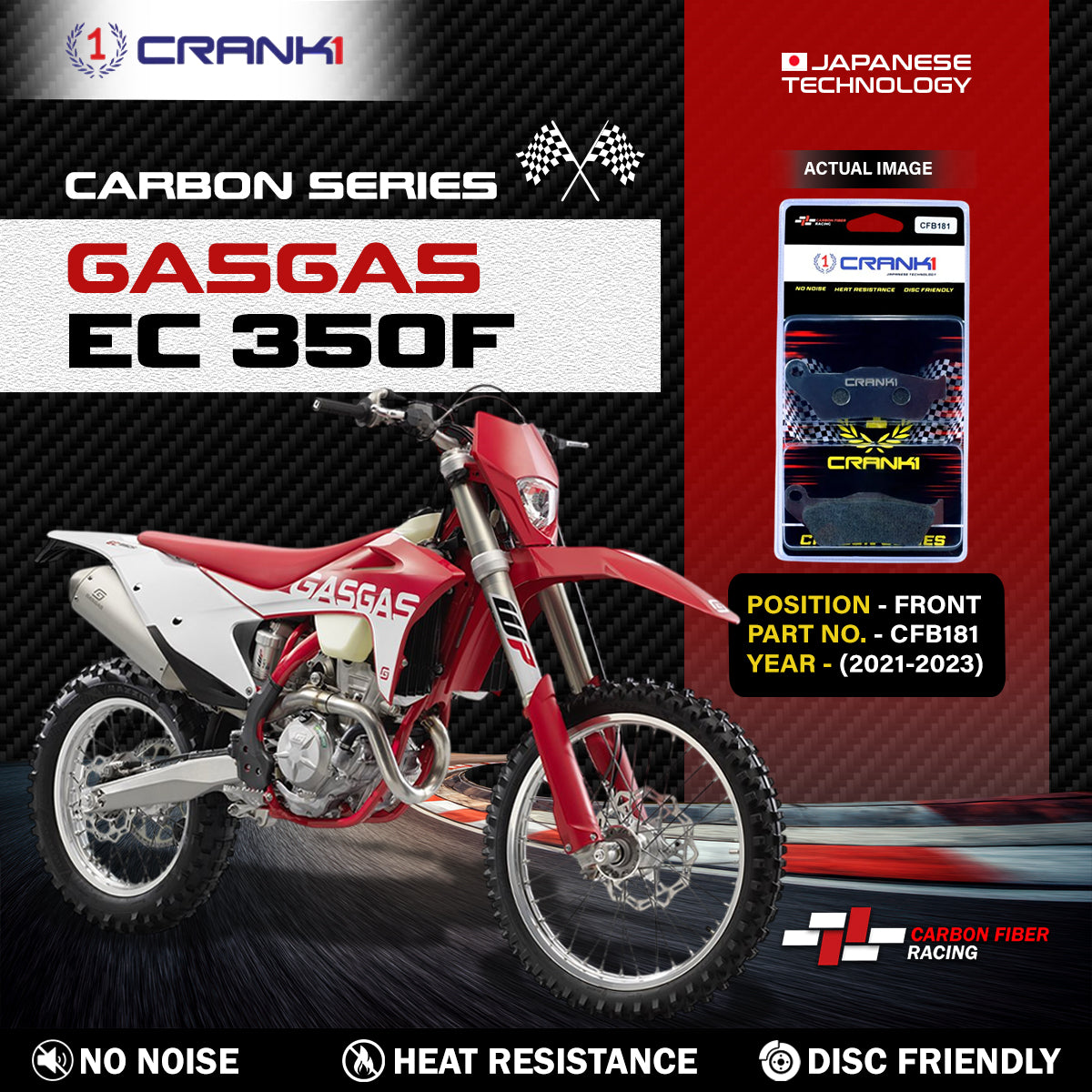 Carbon Brake Pads For GASGAS EC 350F (2021-2023) - Front - CFB181