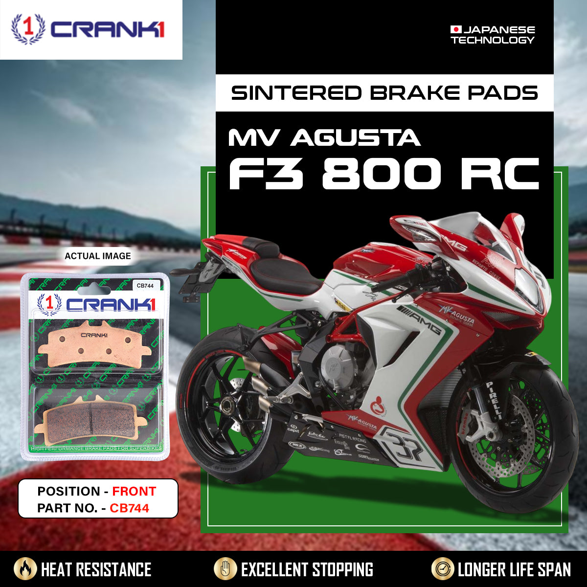 Sintered Brake Pads For MV Agusta F3 800 RC - Front - CB744 - 2 Sets