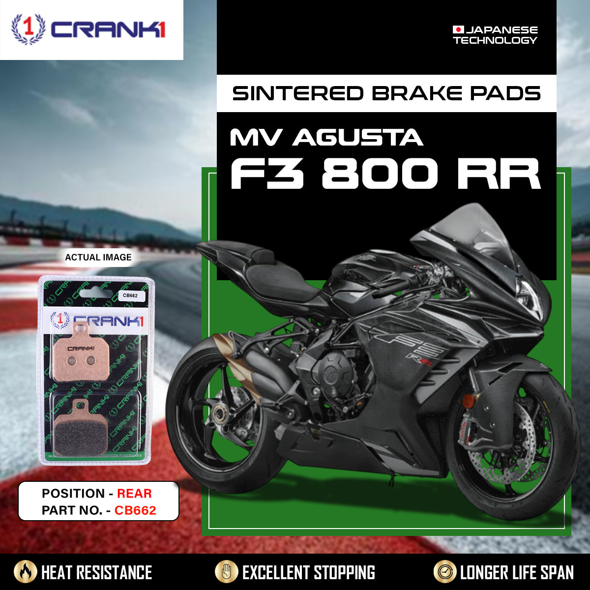 Sintered Brake Pads For MV Agusta F3 800 RR - Rear - CB662