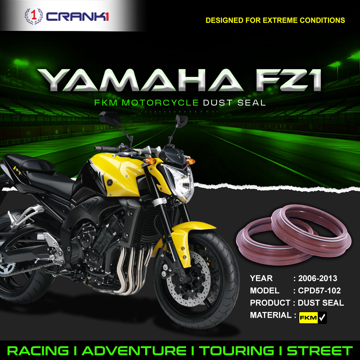 Fork Dust Seals Pair For Yamaha FZ1 (2006-2013) - CPD57-102