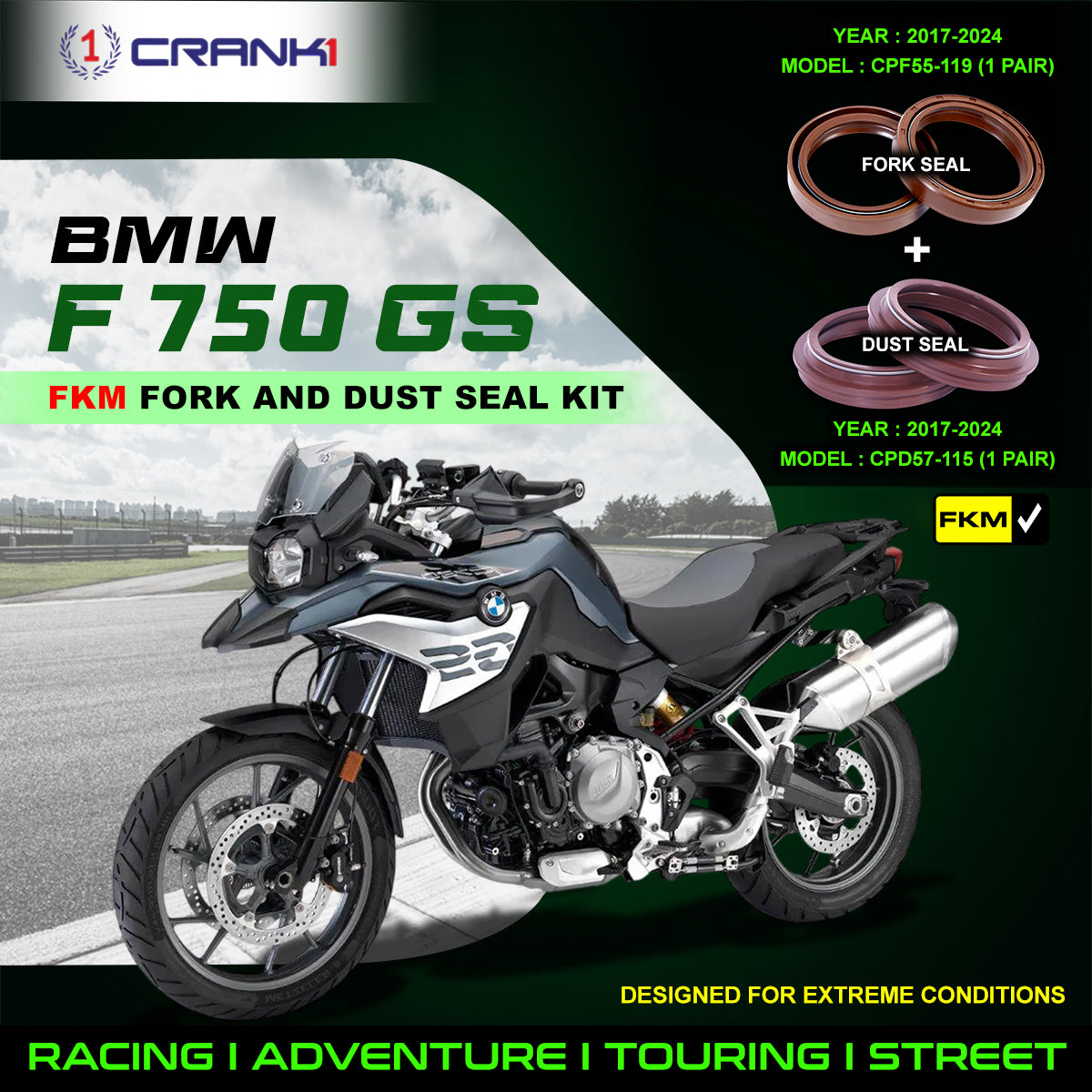 Fork And Dust Seals Kit For BMW F 750 GS (2017-2024)
