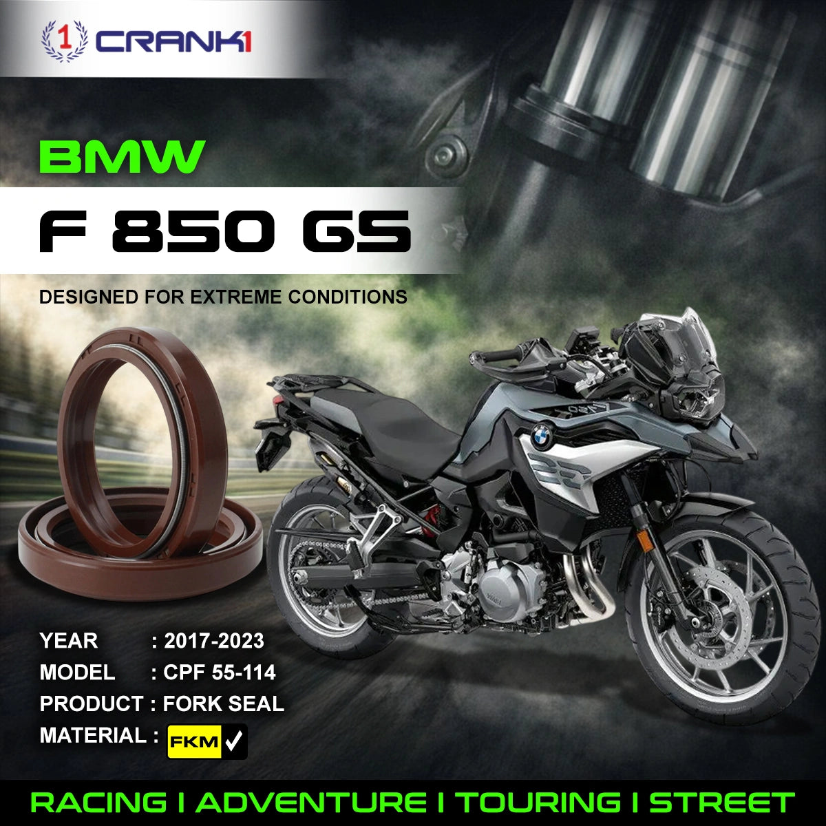 Fork Oil Seals Pair For BMW F 850 GS (2017-2023) - CPF55-114