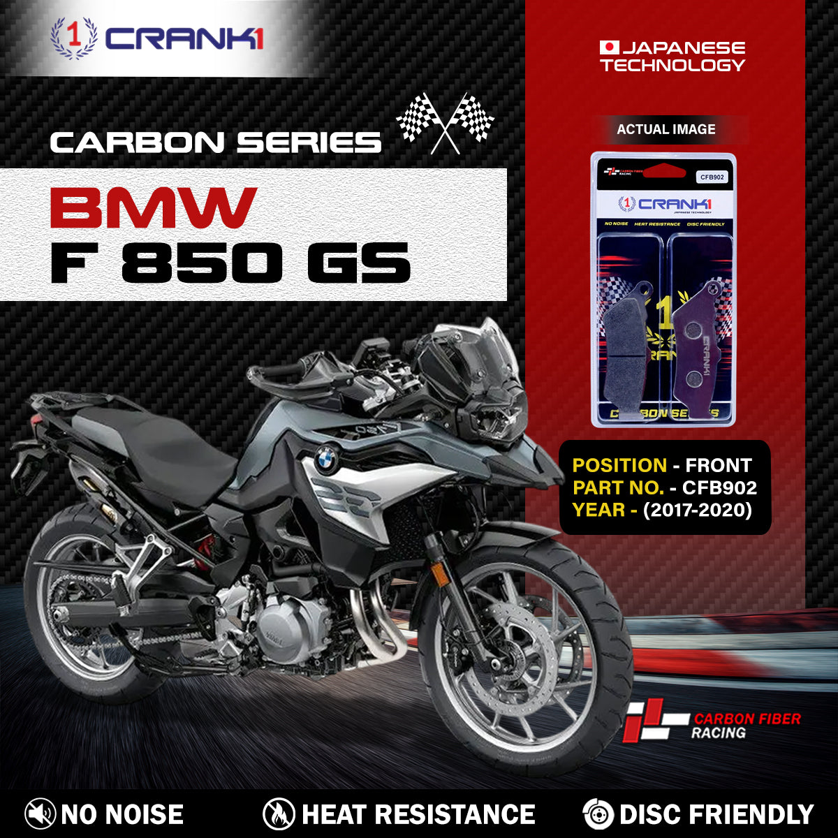 Carbon Brake Pads For BMW F 850 GS (2017-2020) - Front - CFB902 - 2 Sets