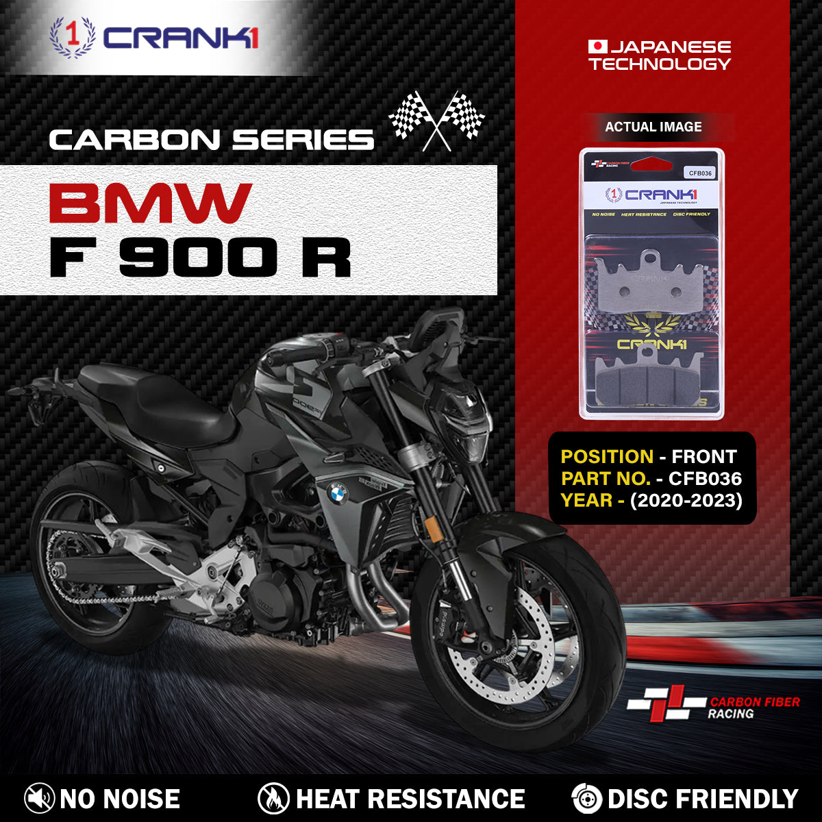Carbon Brake Pads For BMW F 900 R (2020-2023) - Front - CFB036 - 2 Sets