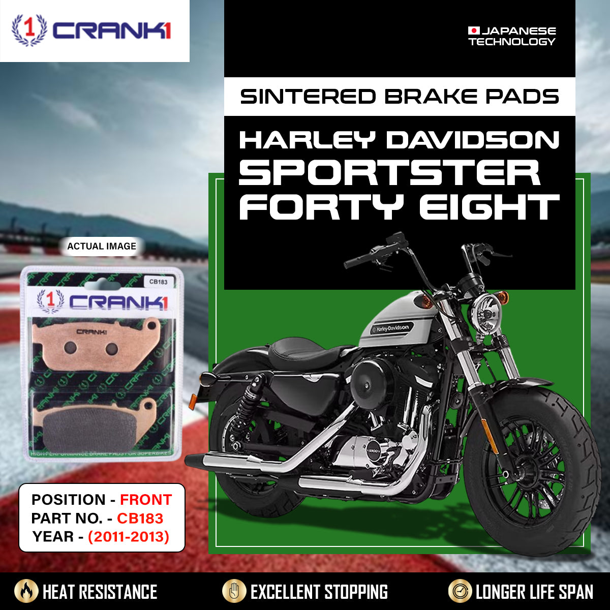 Sintered Brake Pads For Harley Davidson Sportster Forty Eight (2011-2013) - Front - CB183